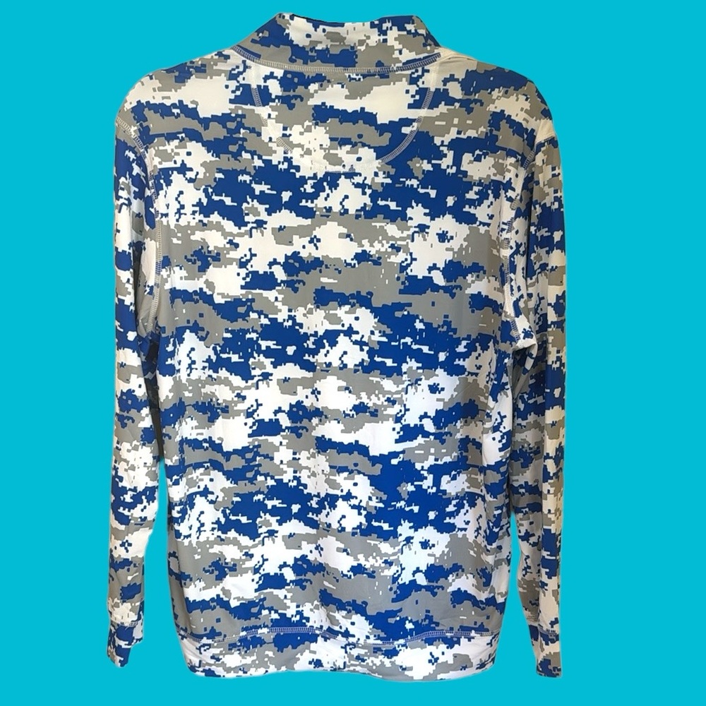 NWT SMU Size SMALL HALF ZIP PULLOVER NAUTICAL CAM BLUE WHITE - Picture 2 of 8